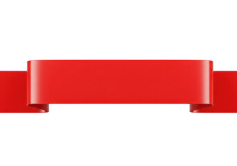 Poster - A vibrant red ribbon banner with a glossy finish, isolated on a clean transparent background for versatile design use