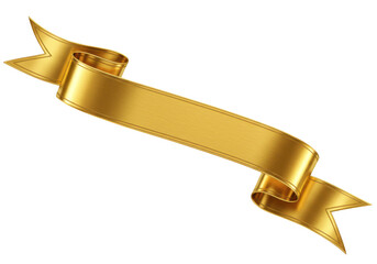 Poster - A shiny golden ribbon banner isolated on a transparent background, perfect for awards or celebrations