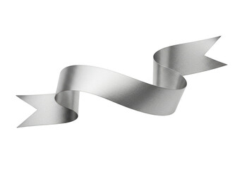 Poster - An elegant silver ribbon banner isolated on a transparent background, perfect for premium branding and design