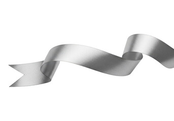 Poster - A sleek silver ribbon banner isolated on a transparent background, conveying a sense of modern luxury and elegance