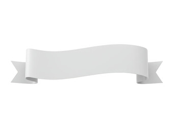 Poster - A blank white banner ribbon isolated on a transparent background, ready for text