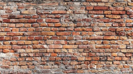 Poster - A close view of a brick wall highlights the rich textures and colors of the bricks. The sunlight casts shadows, enhancing the weathered look. This wall exemplifies rustic architecture.