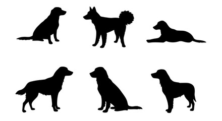 Poster - Silhouette dogs collection: A collection of various dogs silhouette, perfect for creative projects and designs. Silhouette shows dogs standing, laying, or sitting
