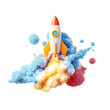 © fartner - Colorful rocket launching from a cloud explosion