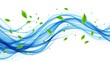 © Arwa Designs - Blue waves with green leaves flowing on white background leaf