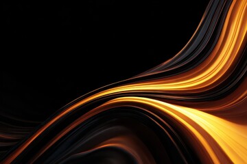 Poster - Abstract composition featuring a blend of black, brown, orange, and yellow tones flowing elegantly across the canvas, evoking a sense of motion and creativity