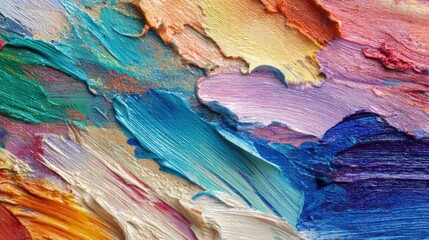 Poster - A close-up view reveals a vibrant abstract artwork featuring a mix of bright colors, textured brush strokes, and swirling patterns that create a dynamic visual experience.