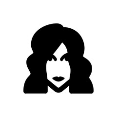 Poster - Silhouette of a woman with long wavy hair framing her face and a defined jawline in a minimalist style