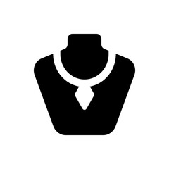 Poster - Illustration of a black jewelry display bust with a white necklace featuring a diamond shaped pendant