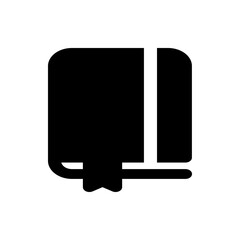 Poster - Illustration of a closed book with a bookmark sticking out, rendered in solid black against a white background