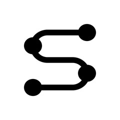 Poster - Illustration of a black s shaped line with rounded ends connecting four black circles on a white background
