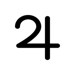 Poster - Illustration of a stylized black symbol resembling a number two and a plus sign on a white background plain view