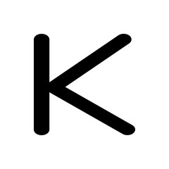 Poster - Illustration of a bold black letter k with rounded edges against a plain white background in simple style