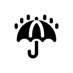 Poster - Illustration of a black umbrella with falling raindrops depicted in a minimalist and simple style icon design