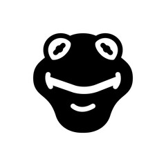 Poster - Illustration of a frog face with big eyes and a smile in black and white simple vector graphic design style