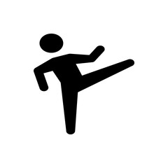 Poster - Illustration of a stick figure in a dynamic pose with one leg extended and arms outstretched in black color