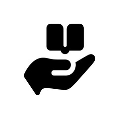 Poster - A stylized depiction of a hand holding a box like object in black and white minimal presentation style
