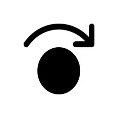 Poster - Black circle with a curved arrow pointing to the right above it on a clean white background icon design