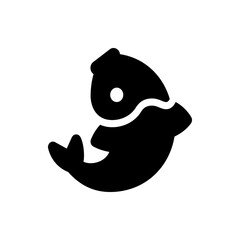 Poster - Illustration of a stylized black fish with a visible eye and tail swimming to the left side view icon