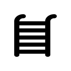 Poster - Illustration of a black ladder with three steps and rounded handles isolated on a white background view front