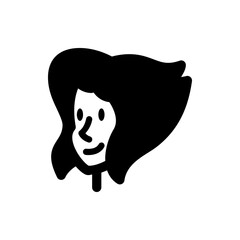 Poster - Illustration of a stylized woman with dark hair and simple facial features in black and white design