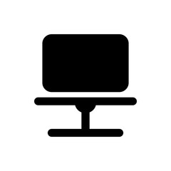 Poster - Illustration of a simple black computer monitor with a stand on a white background in a minimalist style