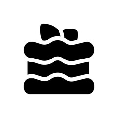 Poster - Illustration of a black layered cake with a topping, showing a sweet dessert in a simple graphic style