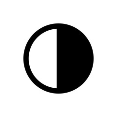 Poster - Illustration of a black circle with a white half moon shape on the left side against a white background