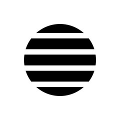 Poster - Black circle with horizontal white lines cutting through the center creating a striped circular design element