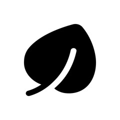Poster - A simple black and white illustration of a leaf with a prominent vein running diagonally across it design