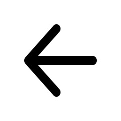 Poster - A simple black arrow pointing towards the left direction with rounded edges on a white background view