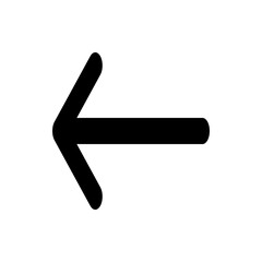 Poster - A simple black arrow pointing to the left with rounded edges on a plain white background design here