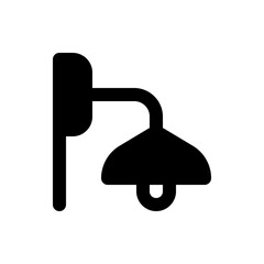 Poster - Illustration of a black wall lamp with a curved arm and a lampshade hanging down in a simple design