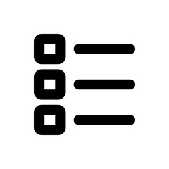 Poster - Black and white checklist icon with three boxes and three horizontal lines representing list options menu