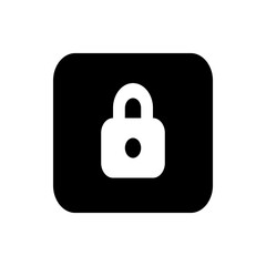 Poster - Illustration of a white padlock centered on a black rounded square background providing security lock icon