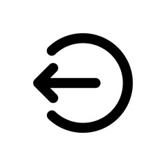 Poster - Black logout icon featuring an arrow pointing left exiting a partial circle on a white background image