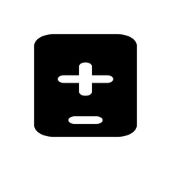 Poster - Illustration of a black rectangle with rounded corners displaying a plus and minus sign in the center area