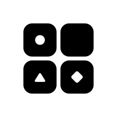 Poster - Illustration of four black rounded squares each containing a different shape on a white background