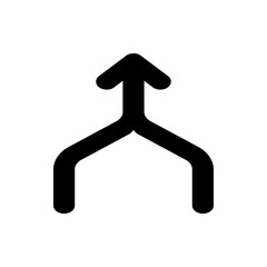 Poster - Black arrow merging from two lines pointing upwards on a white background in a simple and clean illustration