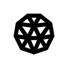 Poster - Geometric shape with triangular cutouts forming a complex pattern within a black outlined polygon shape