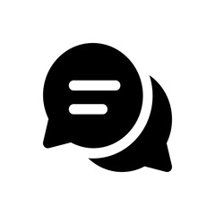 Poster - Two overlapping black speech bubbles with horizontal lines indicating text inside the left bubble icon