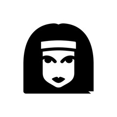 Poster - Illustration of a woman with dark hair and a white headband against a white background in black and white