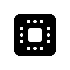 Poster - Black square with rounded corners and a white square in the center surrounded by small white circles around it