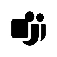 Poster - Black and white graphic showing a square with rounded corners and two circles and curved lines design