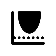 Poster - Illustration of a graph with a curve above a line of dots, next to a vertical line on a white background