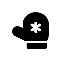 Poster - Illustration of a black winter mitten with a white snowflake design on it against a white background