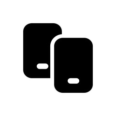 Poster - Two black smartphones with rounded corners and white home buttons overlapping each other in a simple design