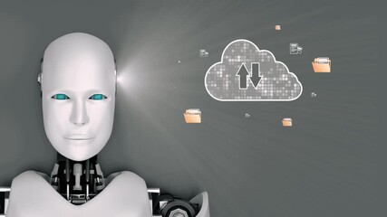 Poster - AI artificial intelligence optimizes cloud infrastructure with virtual assistants and intelligent automation, improving scalability, security, and digital business continuity. Epoch