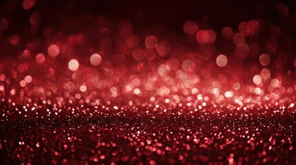 Poster - Shimmering red glitter is scattered across a surface, reflecting light and creating a vibrant atmosphere suitable for celebrations. The lively sparkles glisten invitingly, enhancing the mood.