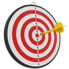 Poster - 3d dartboard with arrow hit isolated on transparent background